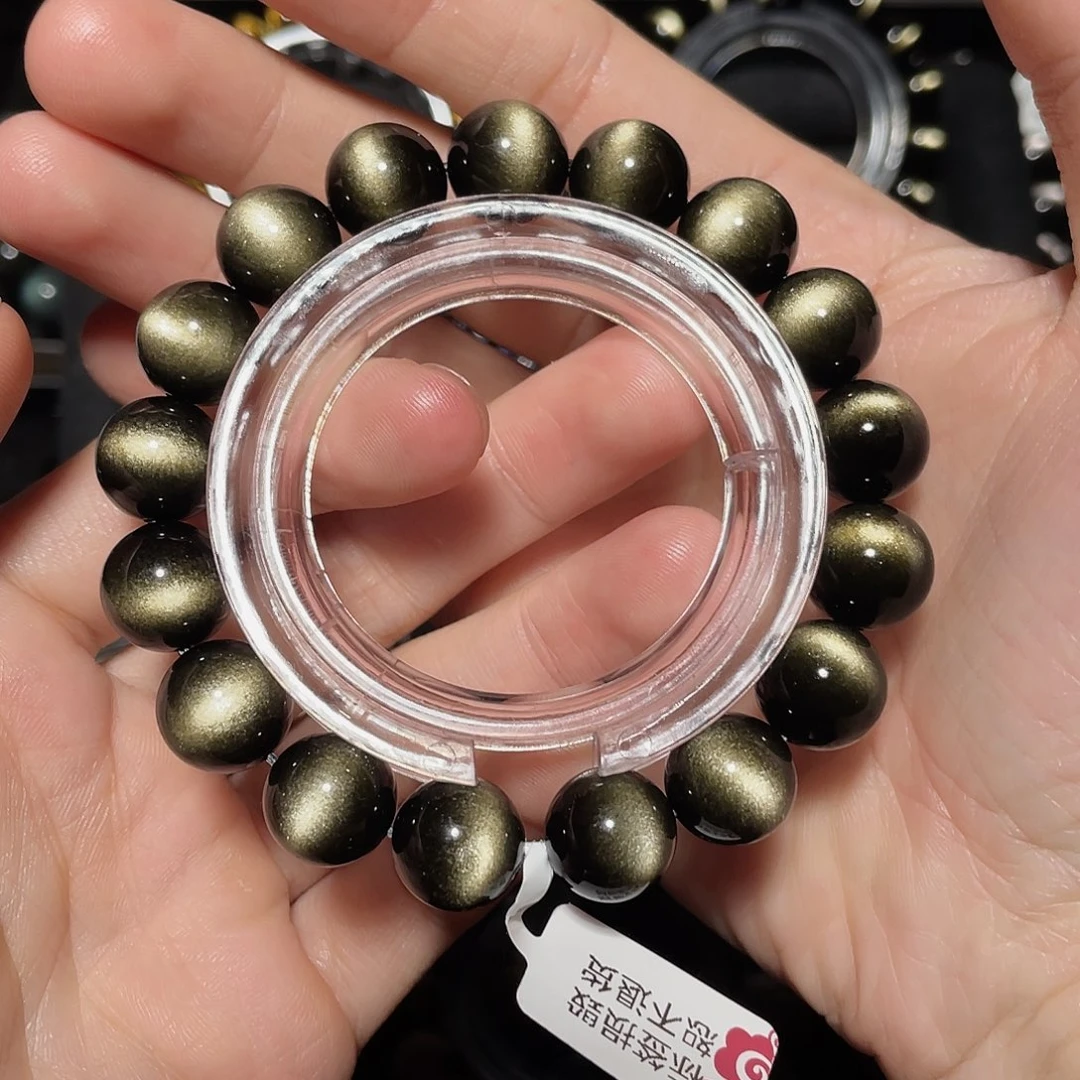 狮***糖黑曜岩未镶嵌手链