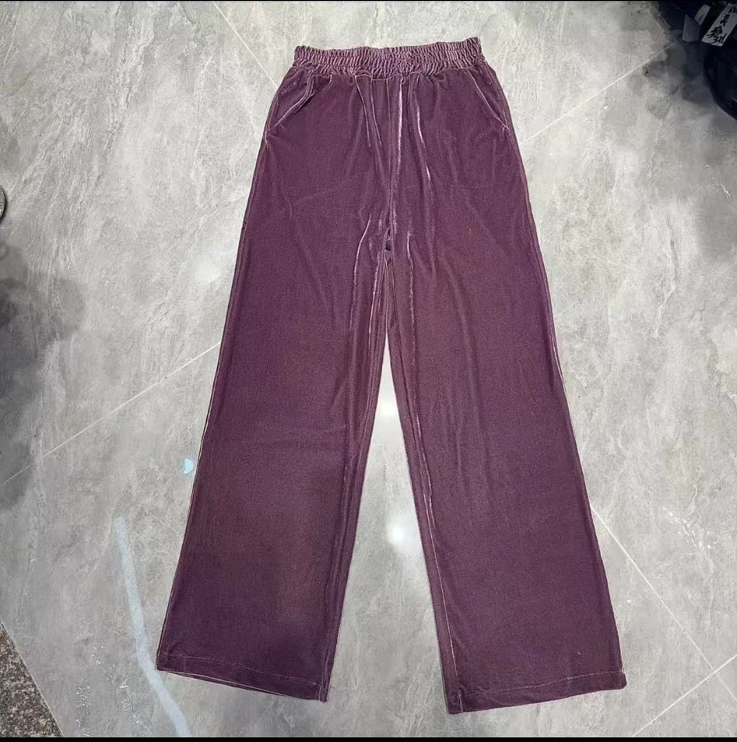 2318彩色丝绒阔腿裤