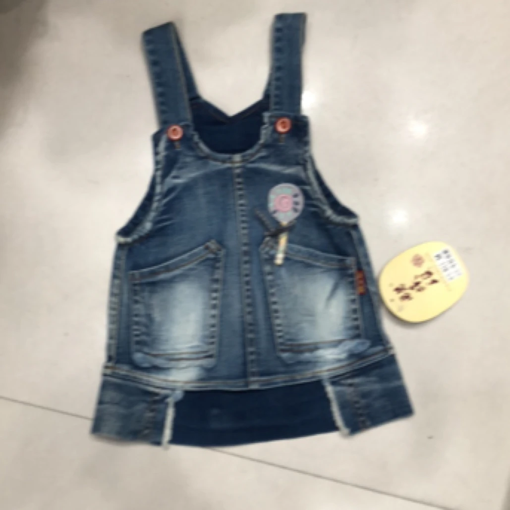 高端洋气时尚牛仔破烂背带超柔裙