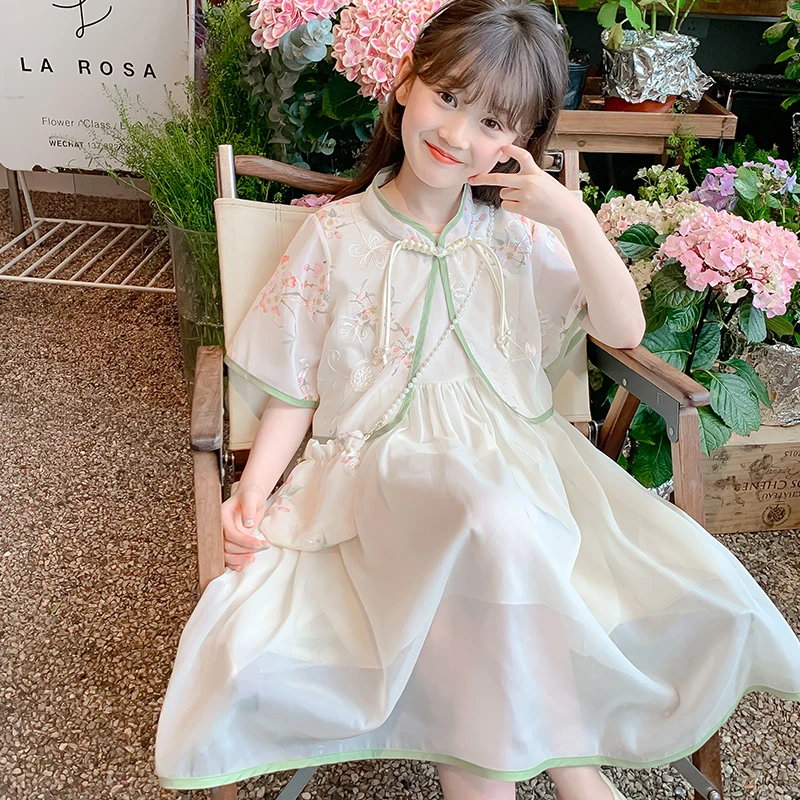 女童2025新款改良中国风连衣裙儿童洋气古风夏季小女孩6-9旗袍裙