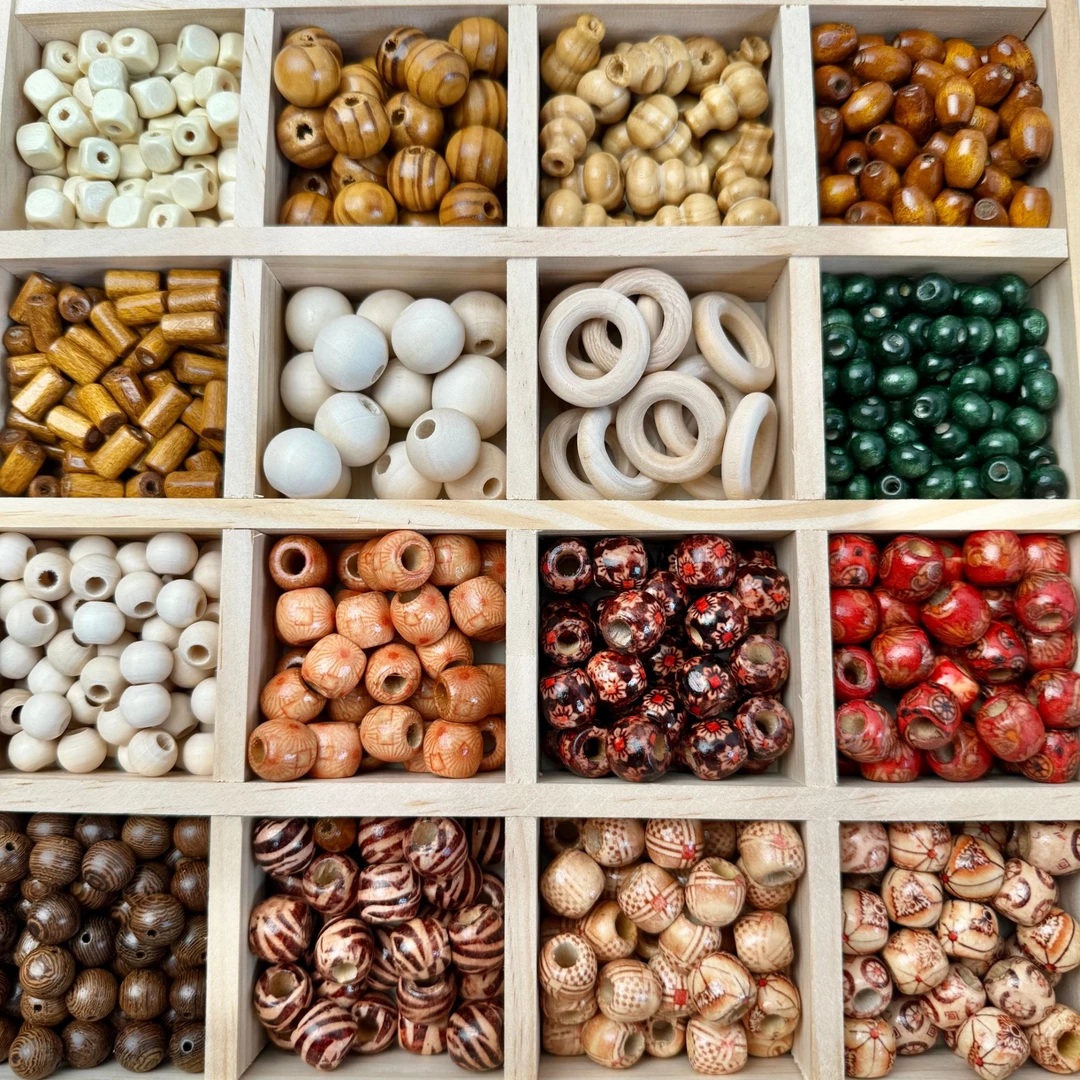 咩咩珠子新中式定制木作散珠混珠DIY串珠批发摆摊小饰品