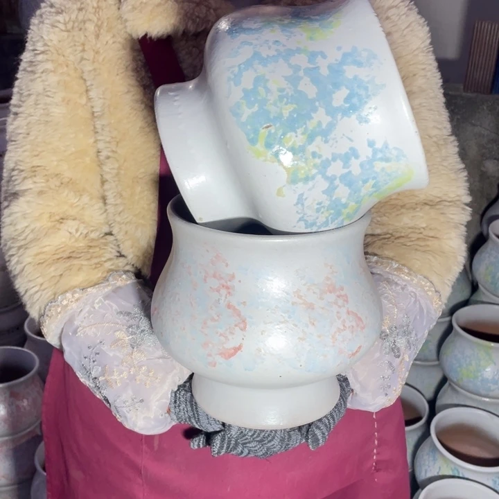 紫砂花盆口17高20瑕疵瑕疵