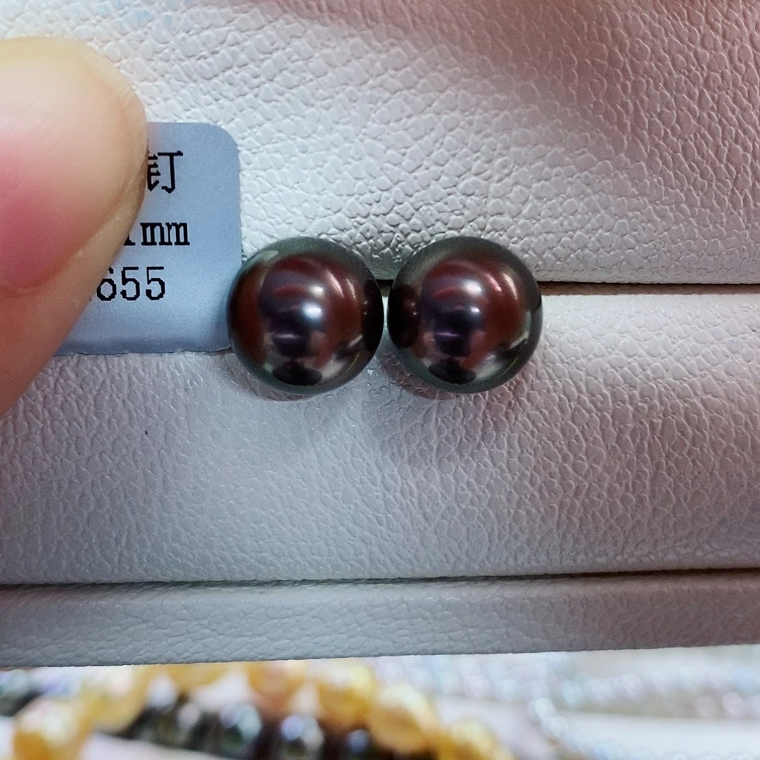 18K金镶嵌耳饰海水珍珠10-11