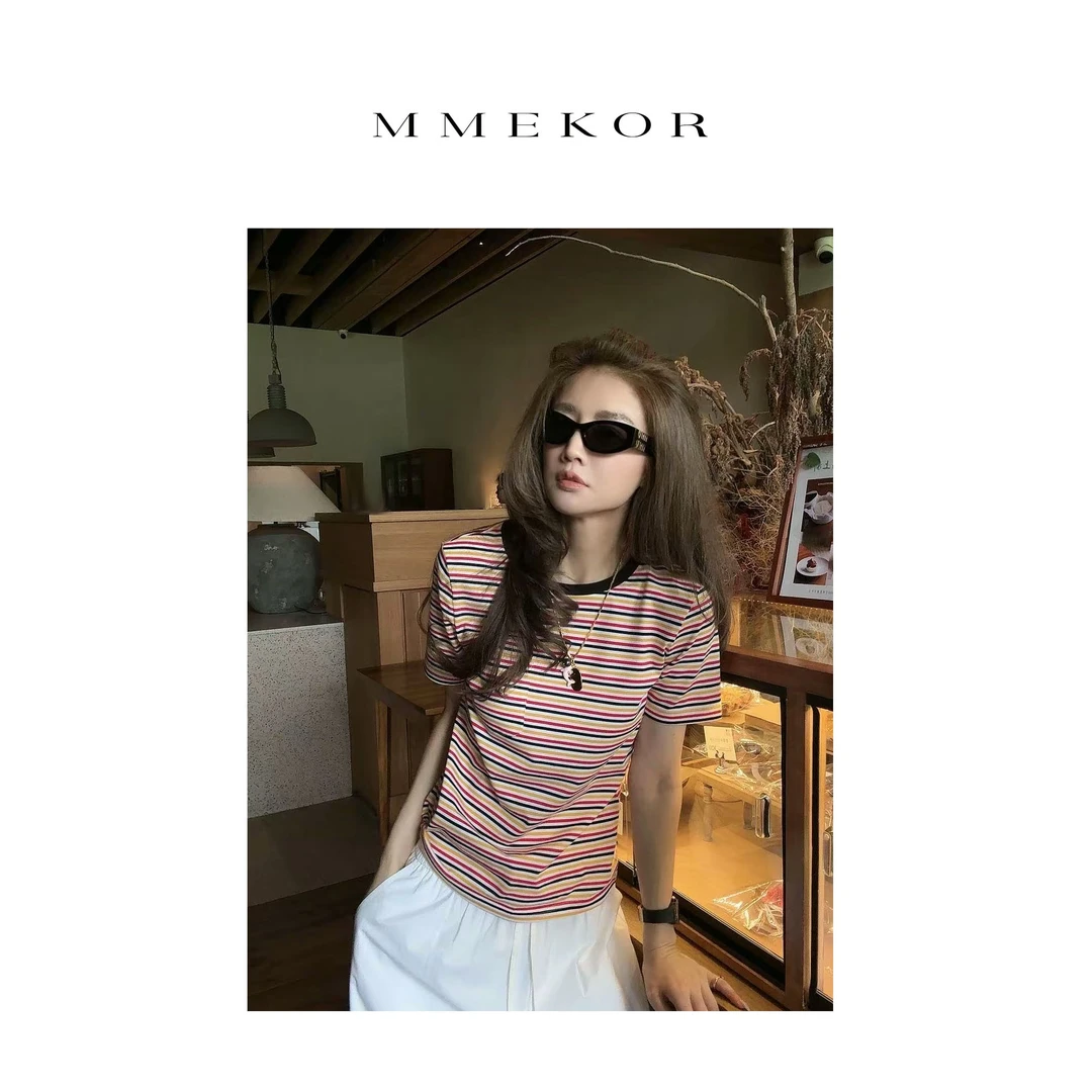 MMEKOR“热带条纹”T恤 2025新款活力常青藤百搭短袖 30062
