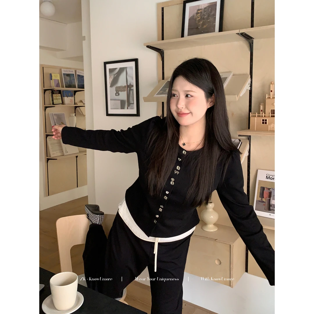 知葵微胖定制【南洋千金】初春小香风针织衫长袖上衣12244MZS7662