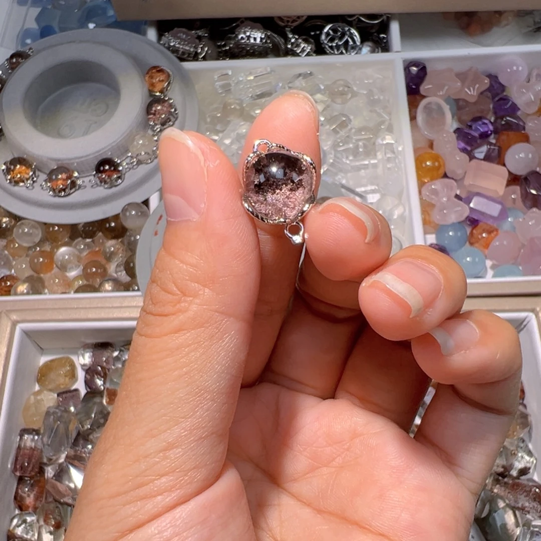 雨***橙银S925镶嵌手链烟晶