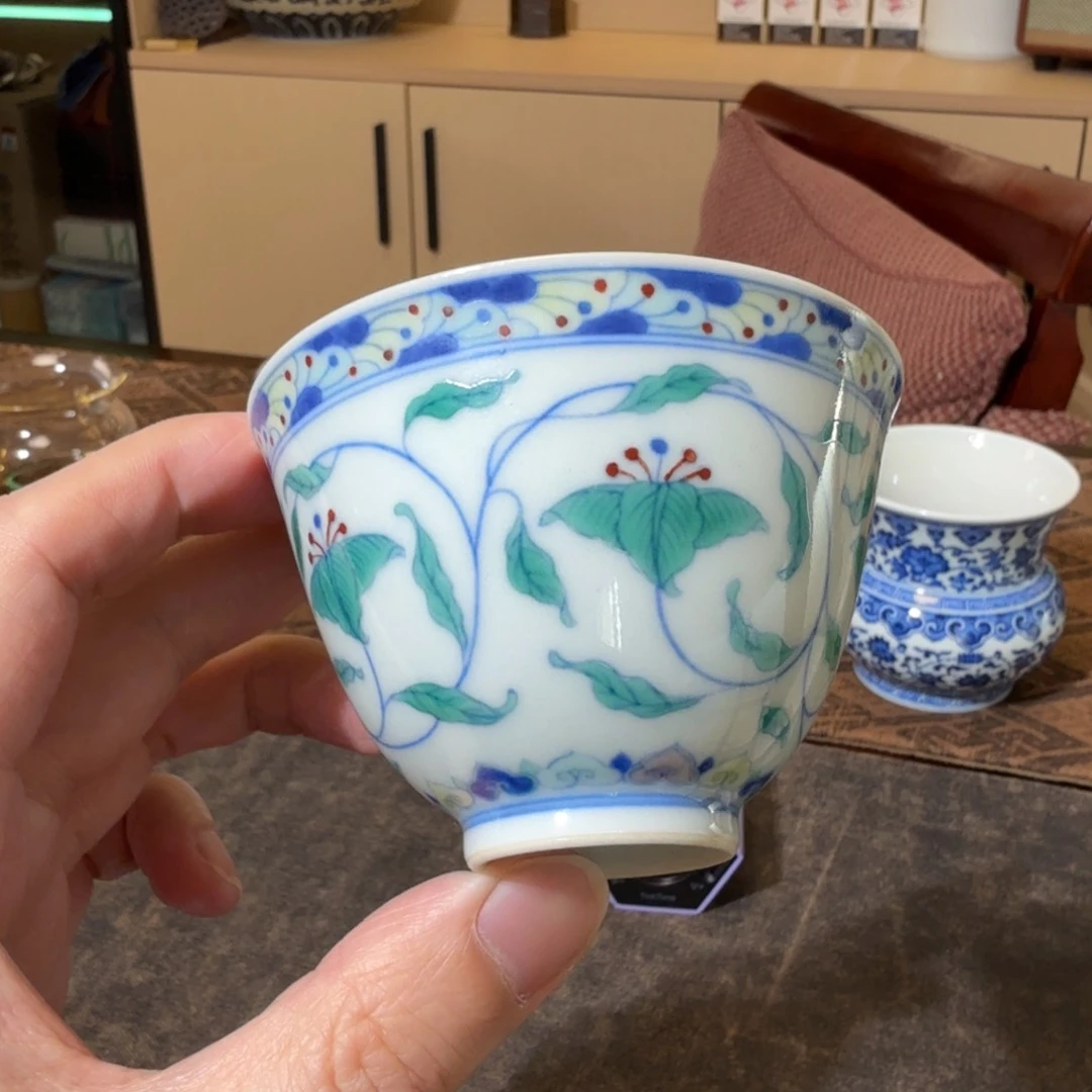 …****…赏瓷观窑五子登科开片杯