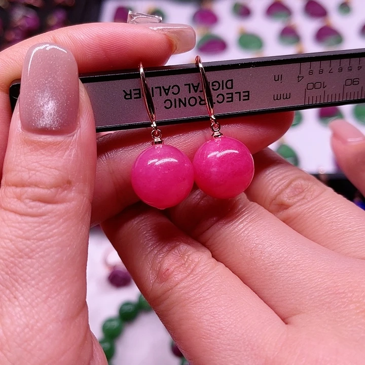 红宝石蔷薇耳坠银S925镶嵌