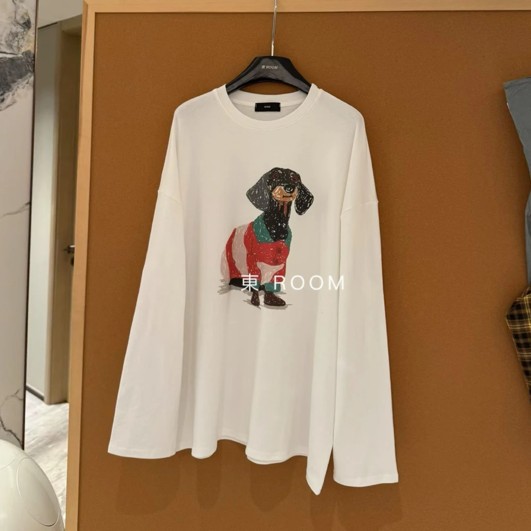 秋冬圆领加绒衫 白T彩色狗狗