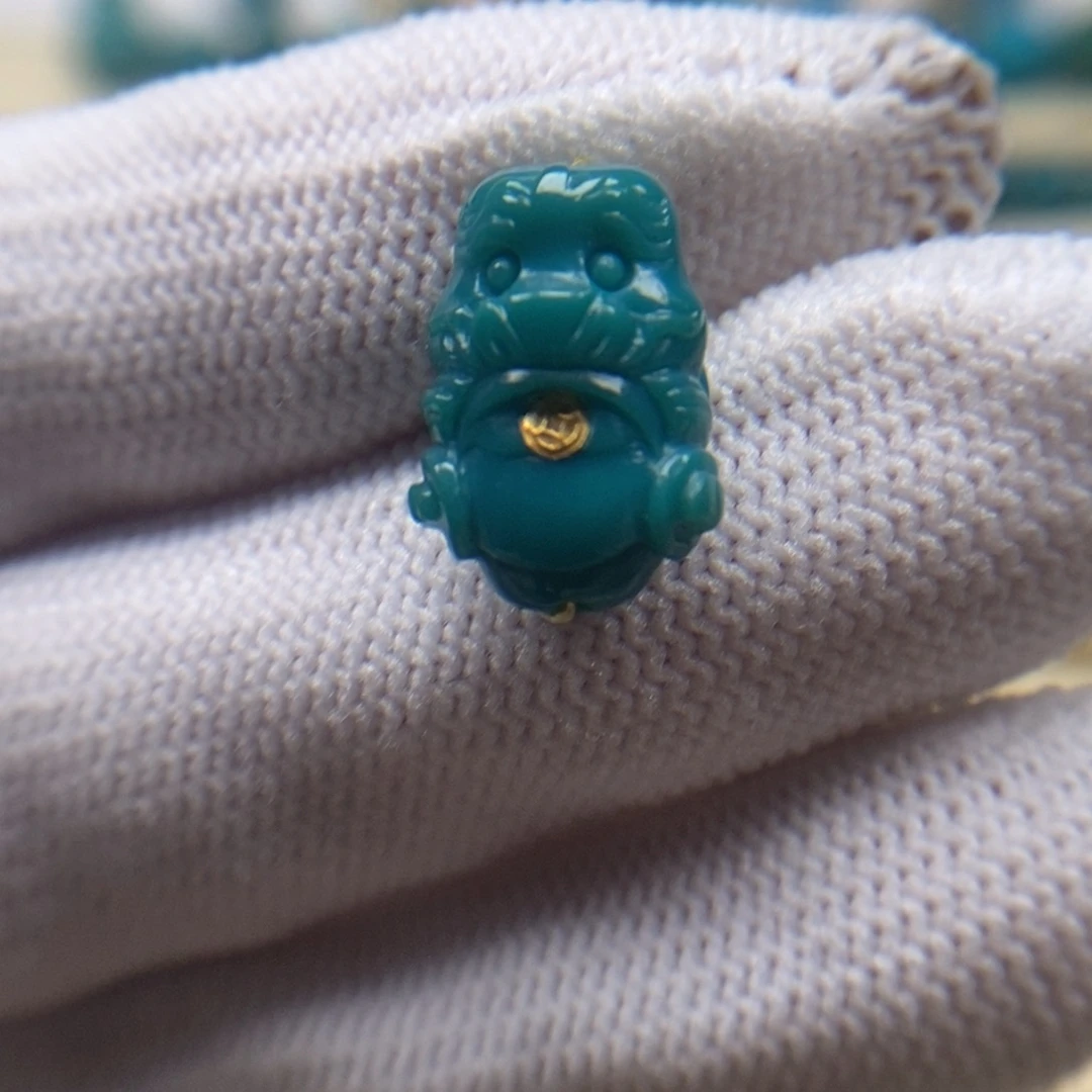 绿松石未镶嵌珠宝奇石吞金兽10.8mm