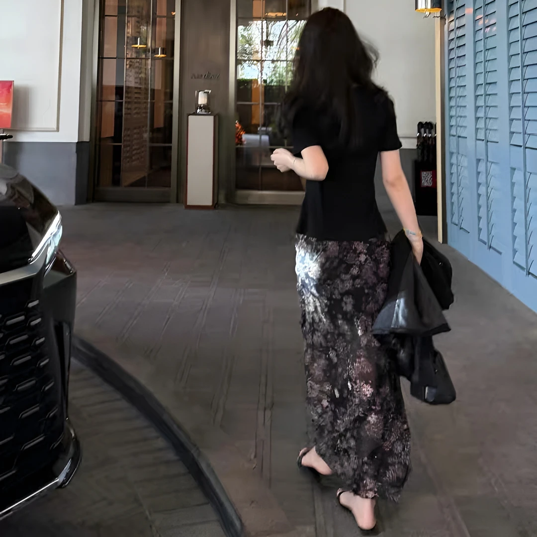 法式绝美腰果花半身裙女春夏爆款优雅高级感显瘦遮肉繁花半身裙女