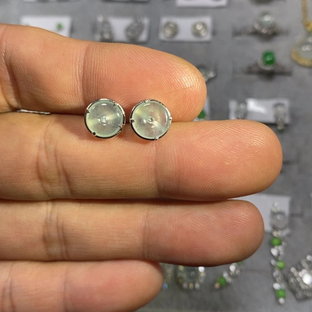 翡翠银S925镶嵌耳饰