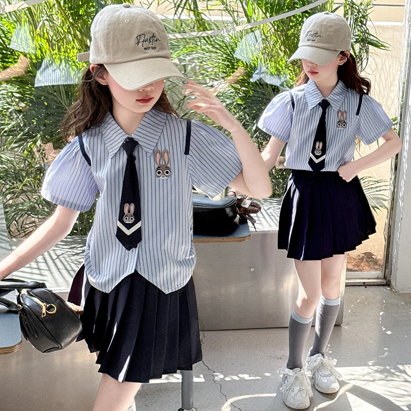 裙子女童夏装2025新款洋气时髦夏季儿童装连衣裙女孩学院风jk套装