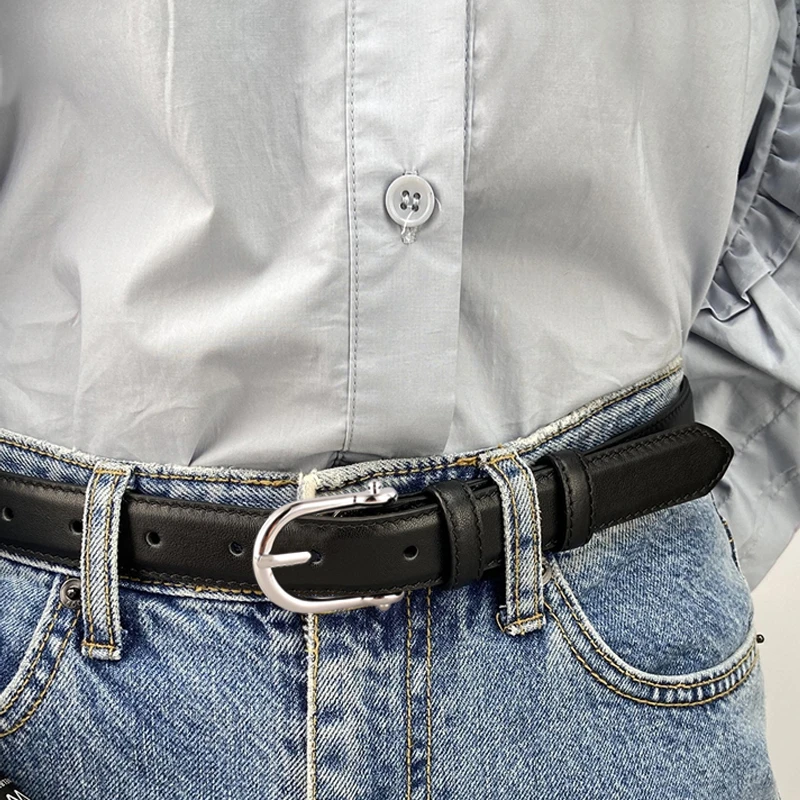 新款头层牛皮网红女士皮带潮流黑色ins针扣腰带百搭牛仔裤腰带女