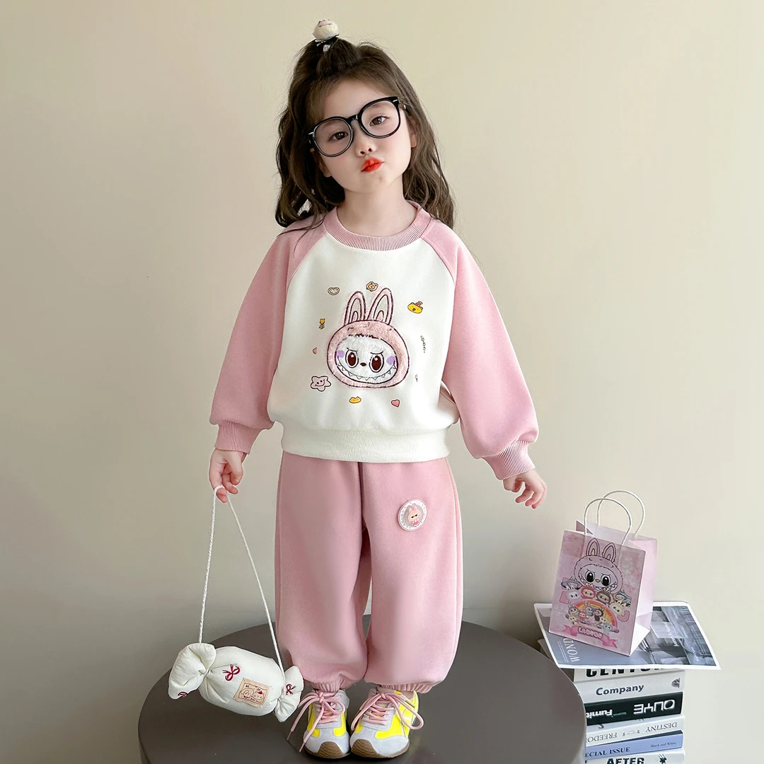 女童卡通卫衣套装儿童春秋季新款女宝宝运动休闲两件套小女孩时髦