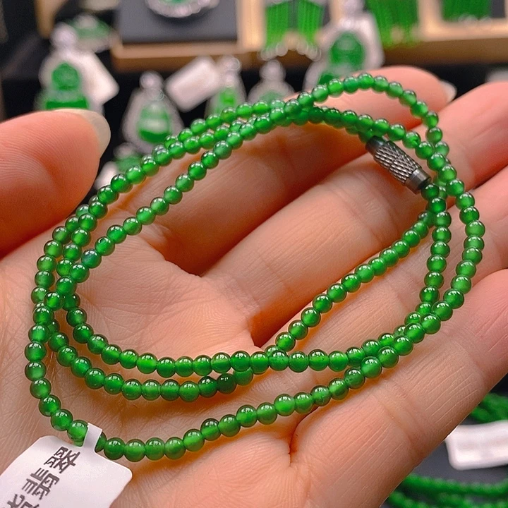 翡翠未镶嵌耳饰天然A货翡翠珠链卡3