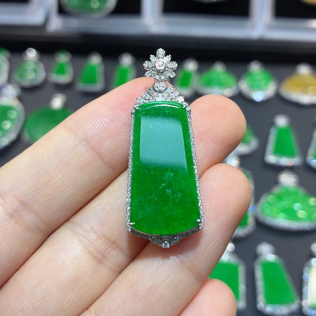 翡翠18K金镶嵌吊坠(不含链)翡翠