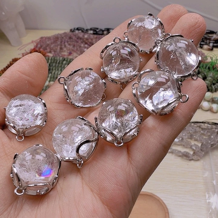 水晶珠宝半成品未镶嵌白阿赛双扣配件一颗