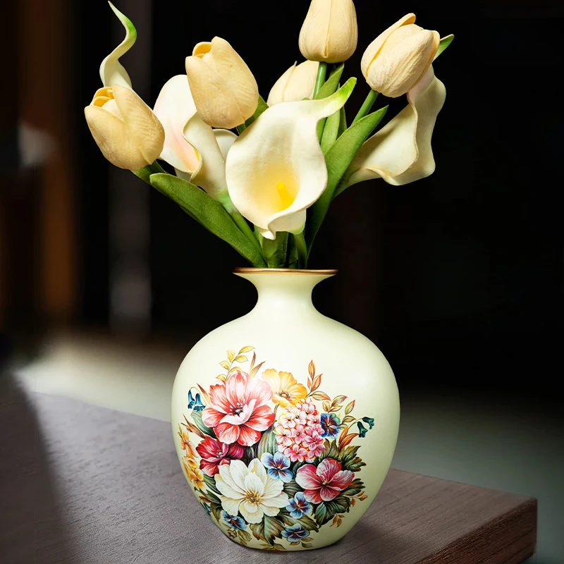 【直播间专用】尺寸12.5*12.5*16CM 美式陶瓷花瓶摆件欧式现代客厅
