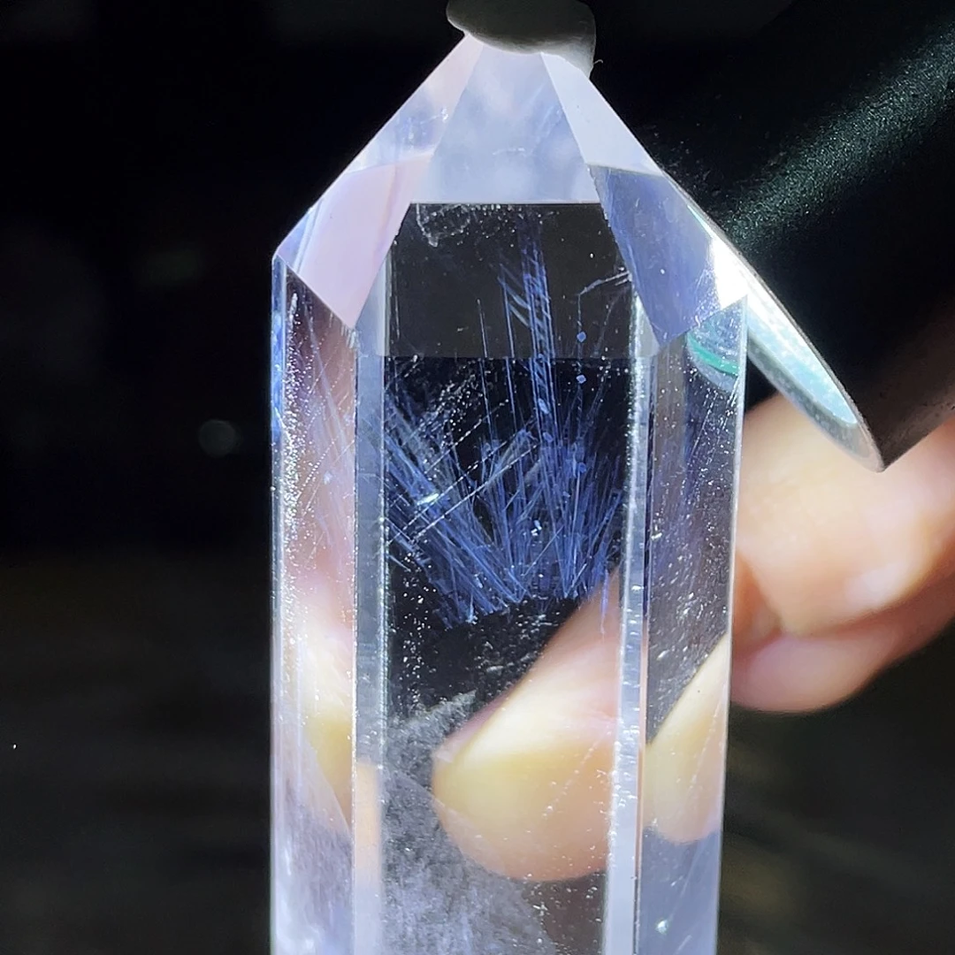 未镶嵌水晶珠宝半成品蓝针白水晶柱t75