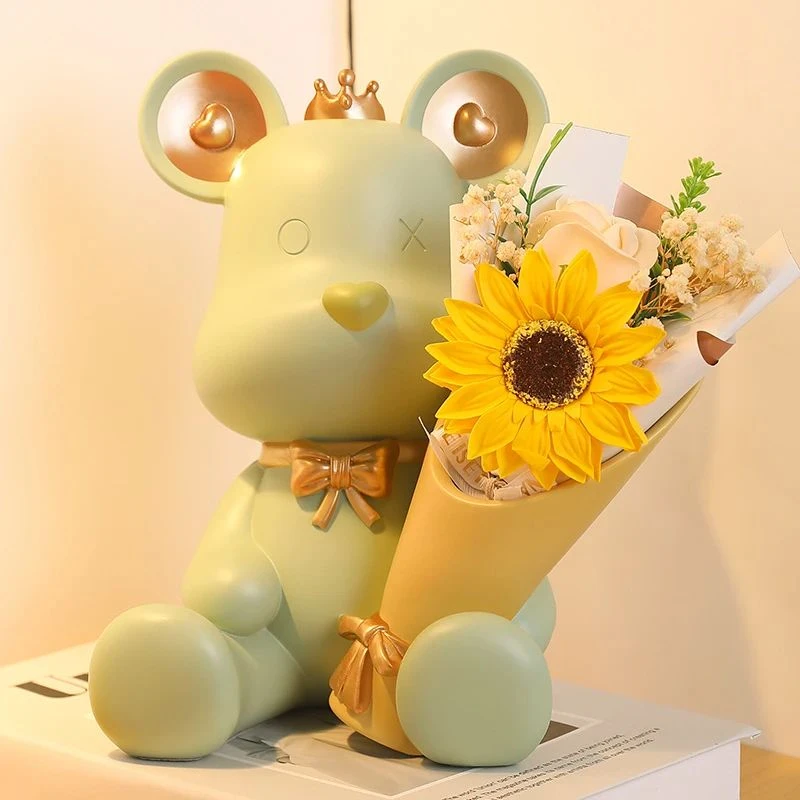 {新疆包邮】{新疆包邮】捧花暴力熊摆件新款少女心房间客厅电视柜装