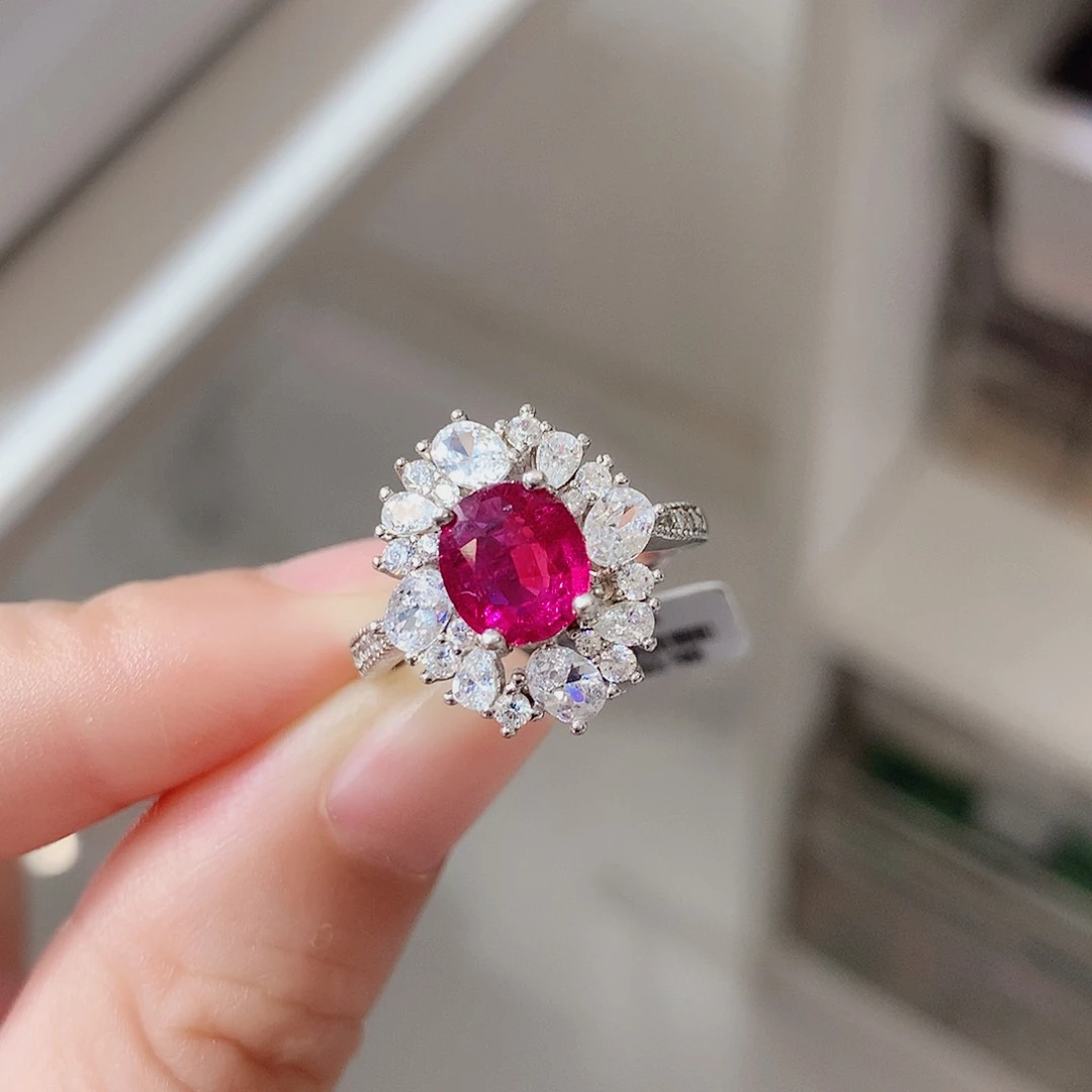 碧玺戒指银S925镶嵌戒指超美