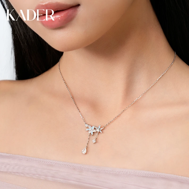 KADER/卡蒂罗 坠链均925银合成锆石 极光幽兰项链夜光饰品经典