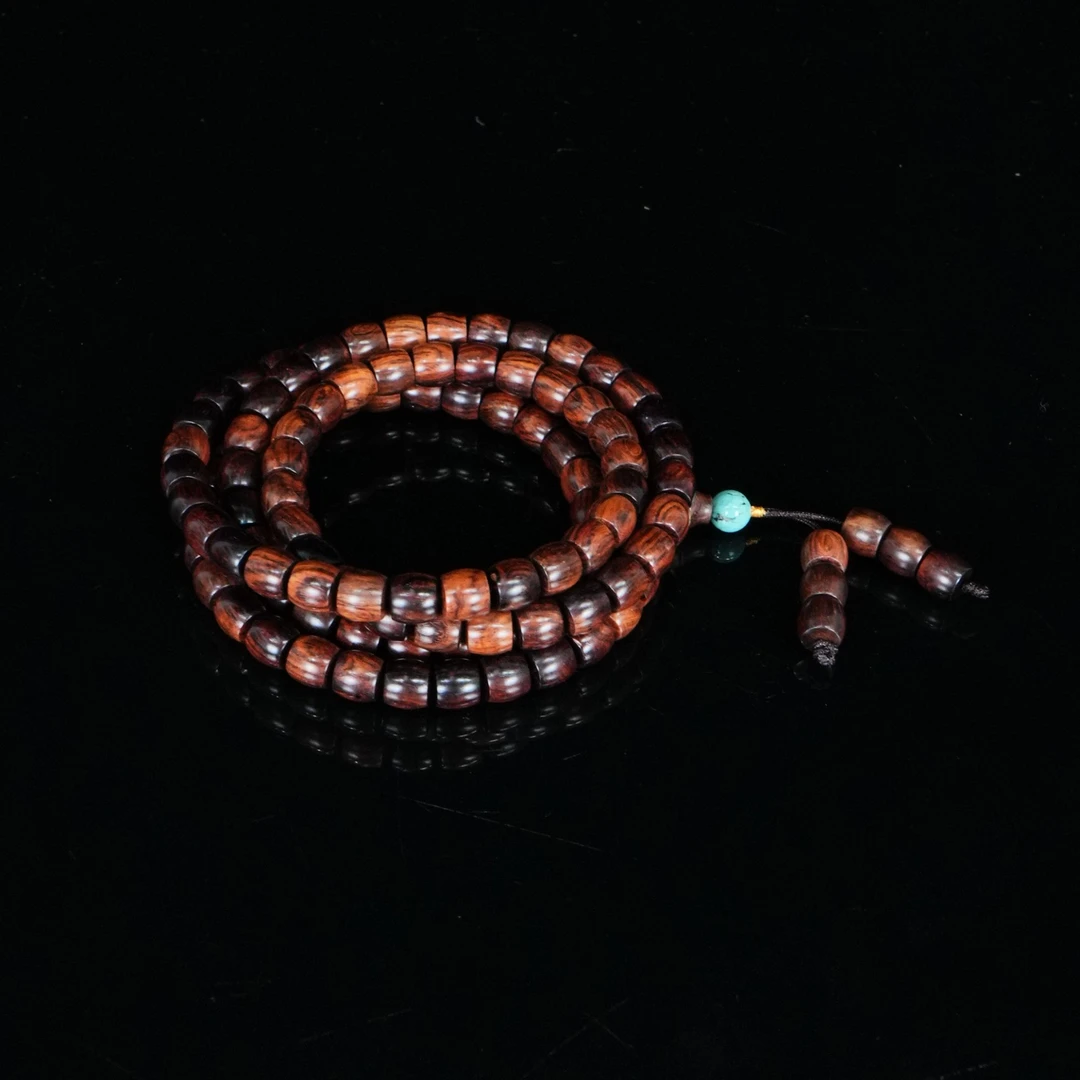 A6966 海南黄花梨山水纹紫油梨桶珠 0.73x0.7cm 29.96g