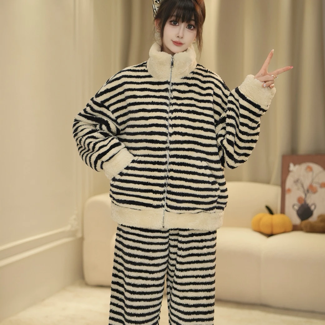 【品质加绒加厚】情侣秋冬保暖宽松拉链家居服套装可外穿套装