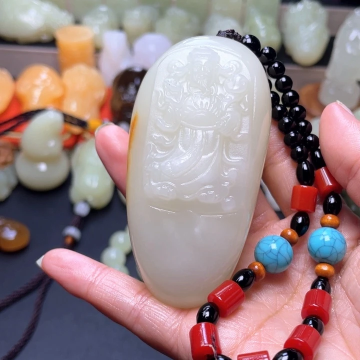 石材方解石手把件