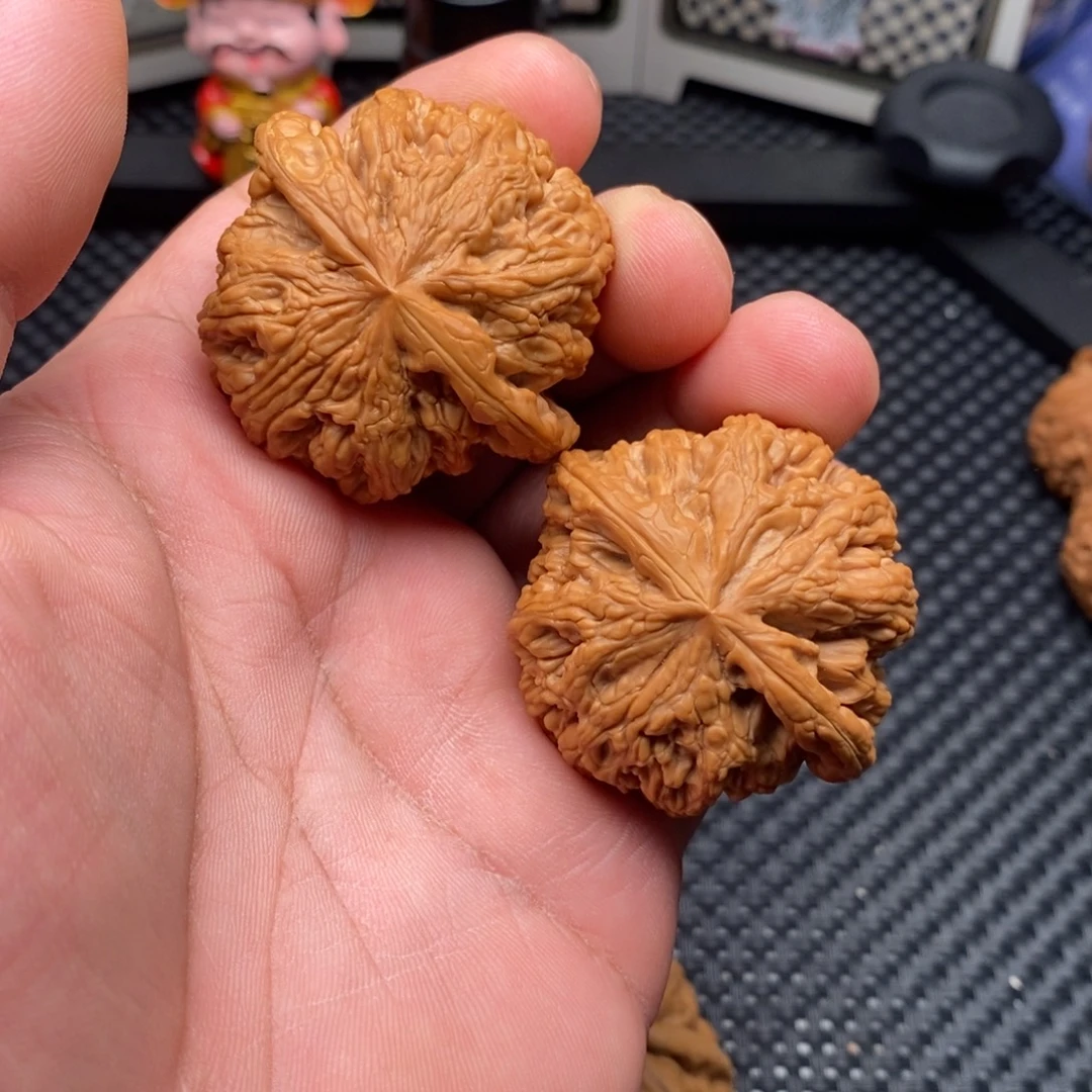 山***语文玩核桃把件球筋46尺