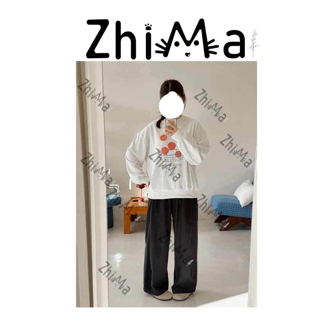 JKT ZHIMA 芝麻【茶白】印花小苹果卫衣慵懒