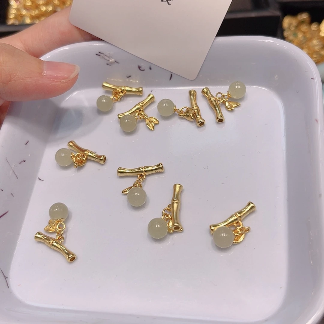 水晶珠宝半成品银S925镀金镶嵌125 。