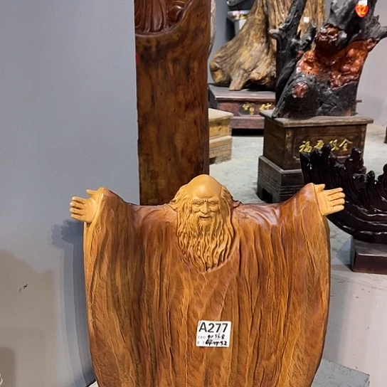 香樟木用****4香樟木雕刻人物摆件