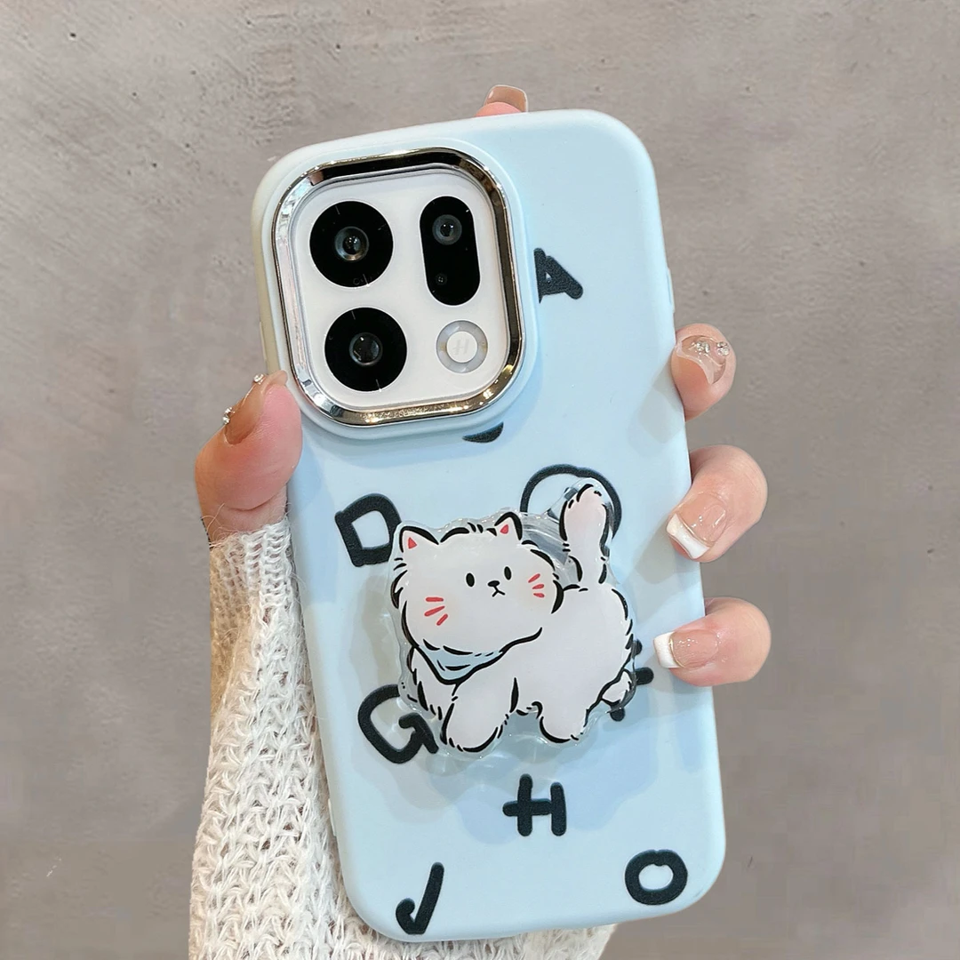 适用于oppofindx9手机壳x9pro新款女plj110可爱猫咪plg110带支架