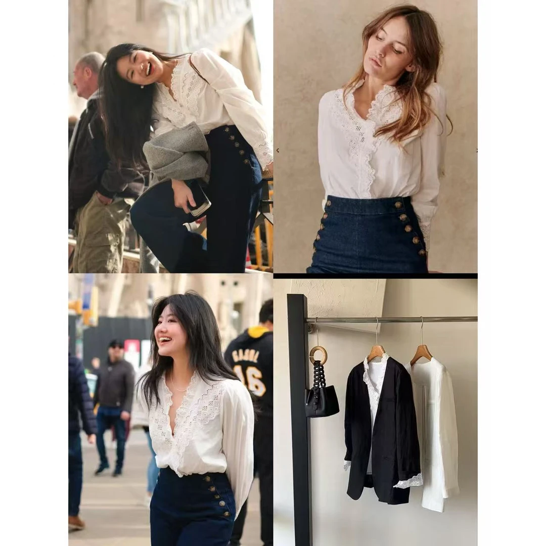 断码特价！专柜设计师款高密全棉手工立体花衬衫