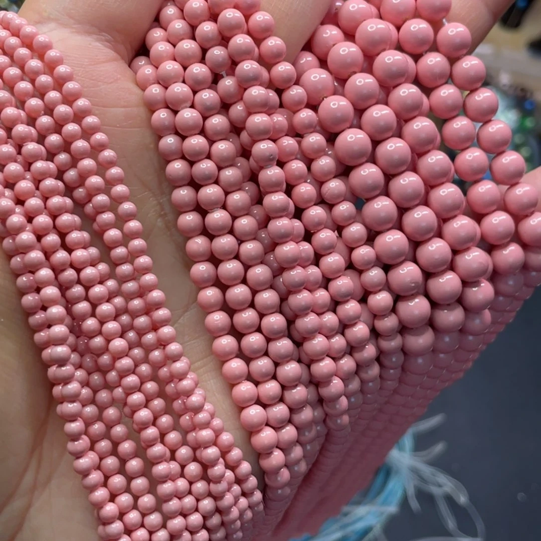 3mm4mm6mm贝珠粉色3条装