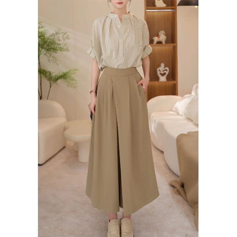 雪er【兜兜转转】轻奢气质高腰宽松显瘦慵懒休闲阔裤WZ1717420