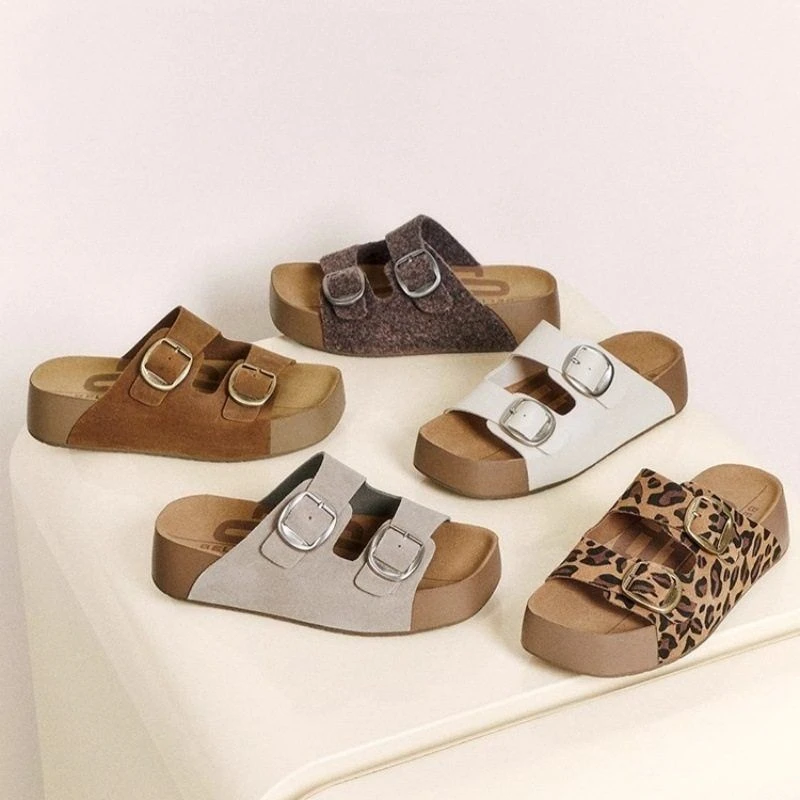 纯色一脚蹬外穿时尚休闲沙滩鞋拼色空软底凉拖鞋搭扣夏季厚底凉鞋