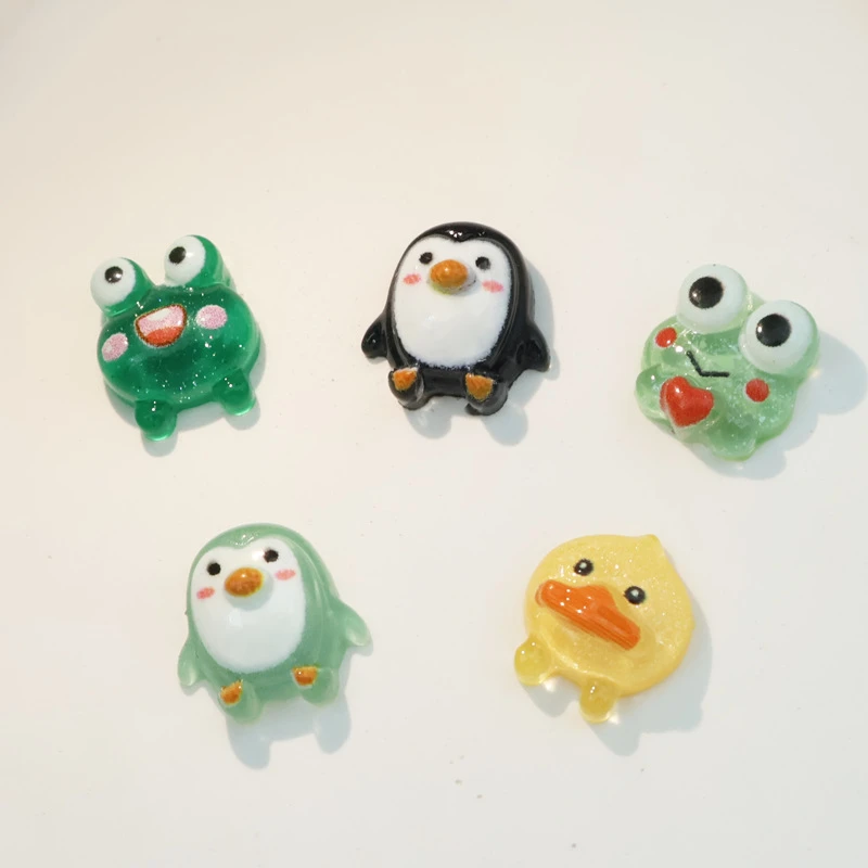 卡通美甲饰品可爱卡通小企鹅青蛙美甲树脂饰品穿戴甲配件指甲饰品