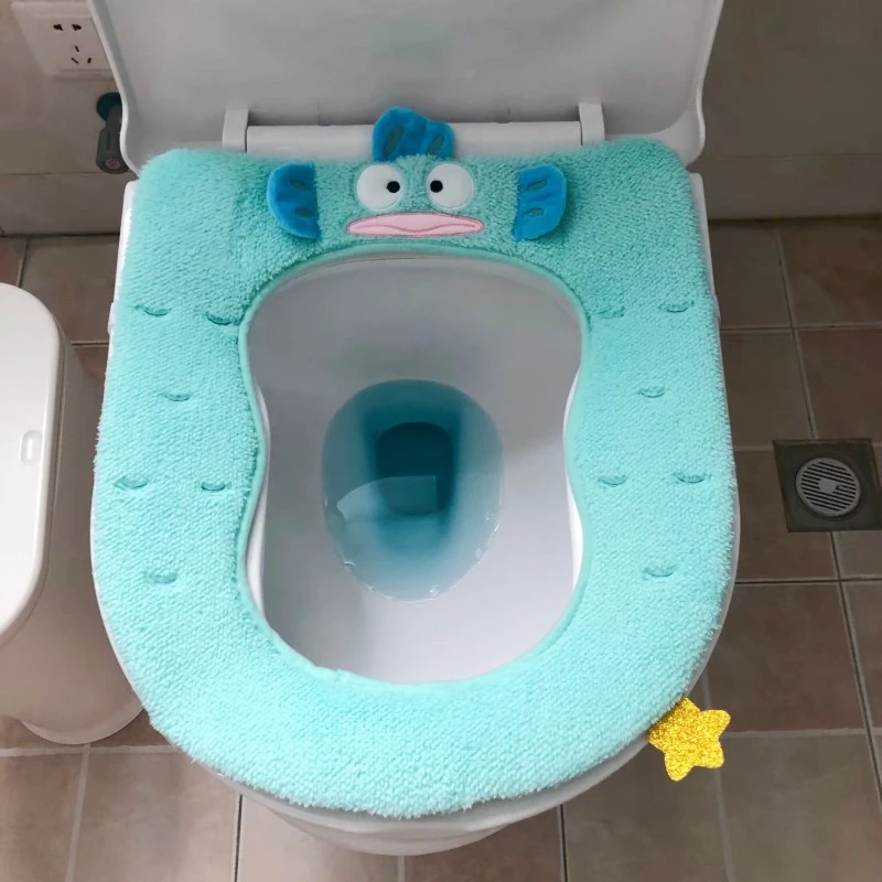 丑鱼亲子马桶坐垫葫芦型马桶套卡通马桶坐便套8字保暖马桶坐垫