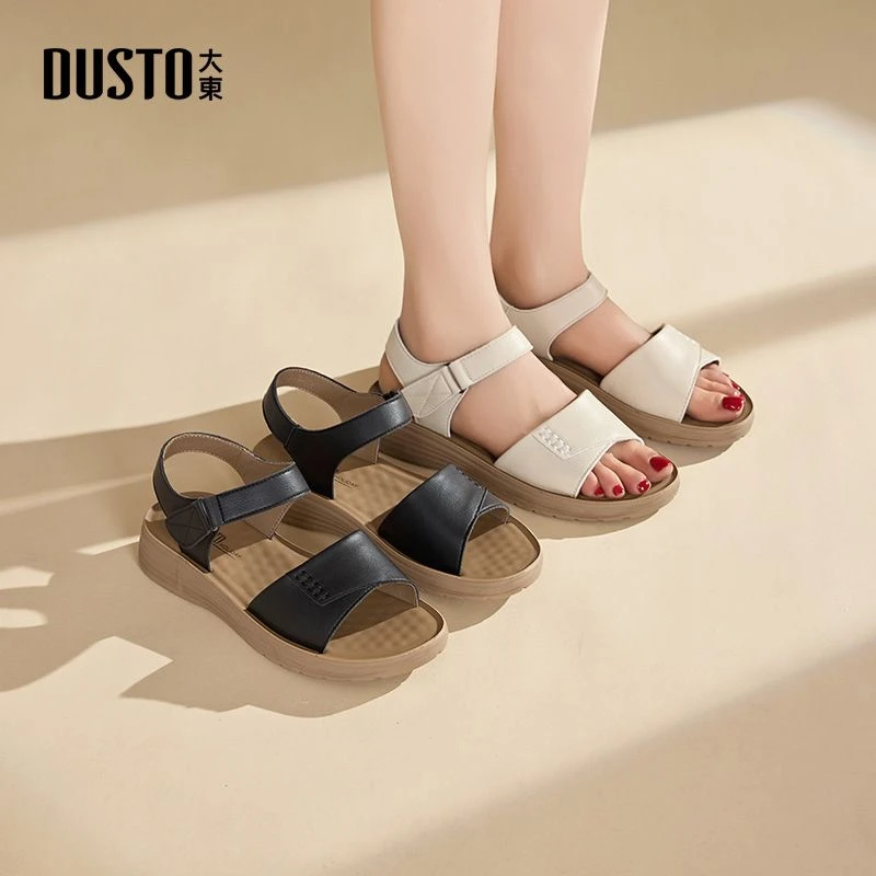 大东女鞋2025年夏季新款妈妈凉鞋外穿软底舒适不累脚休闲凉鞋