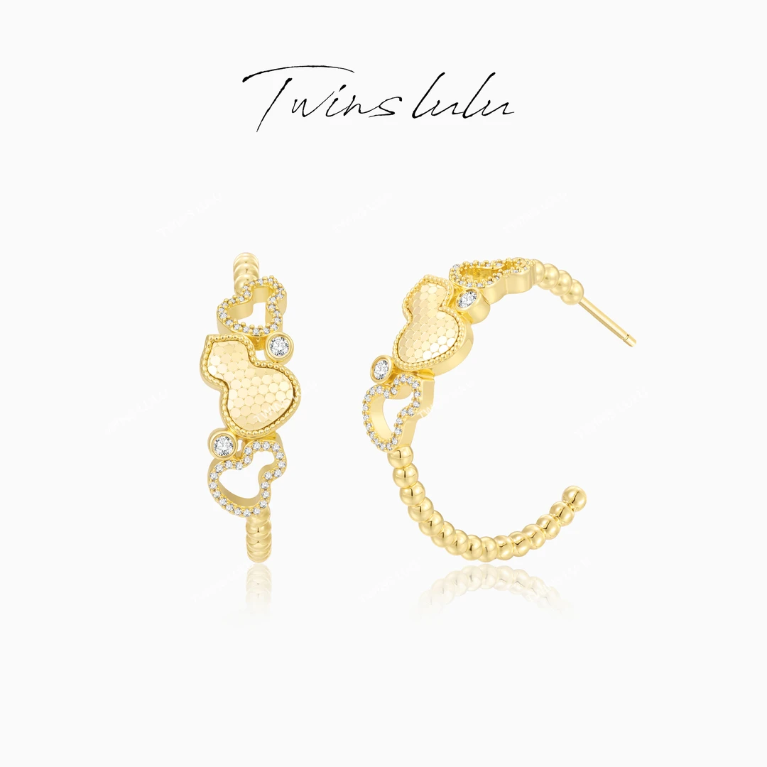 TWINS LULU 镀K金【多福】百搭高级感小众葫芦C形耳环TSL2422