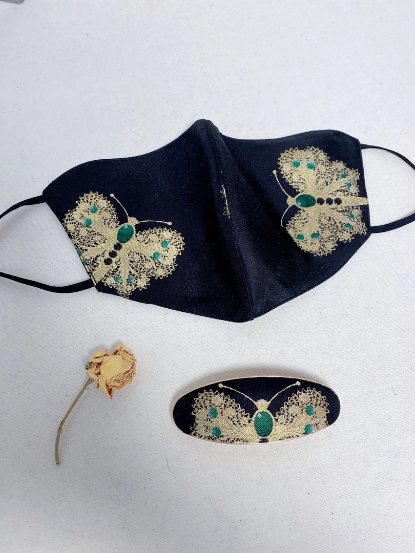 宋锦蜀锦防晒口罩桑蚕丝香云纱异色罗绞罗绣花护眼周双面双戴眼罩