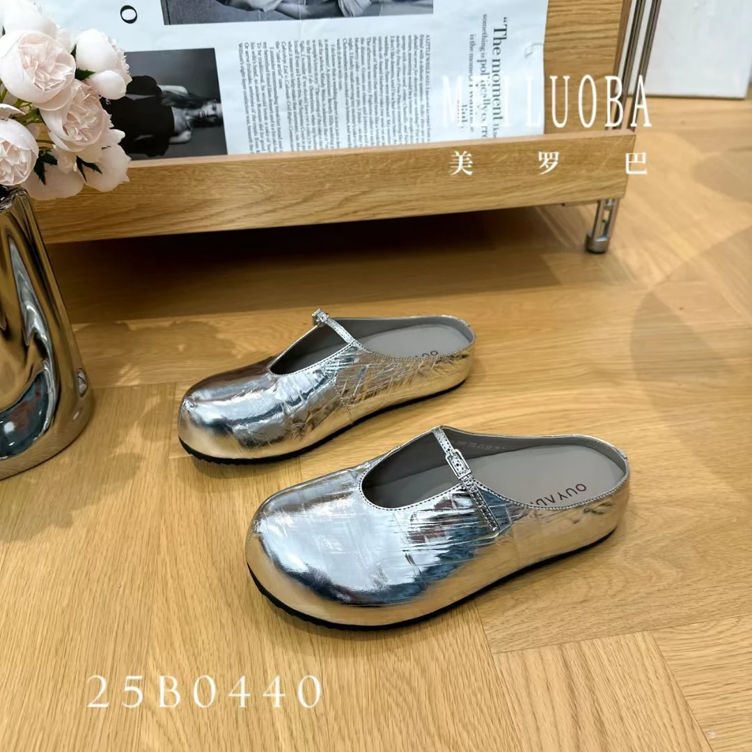 【美罗巴】日式皮带扣学院风包头百搭修面松糕底欧美风包头拖