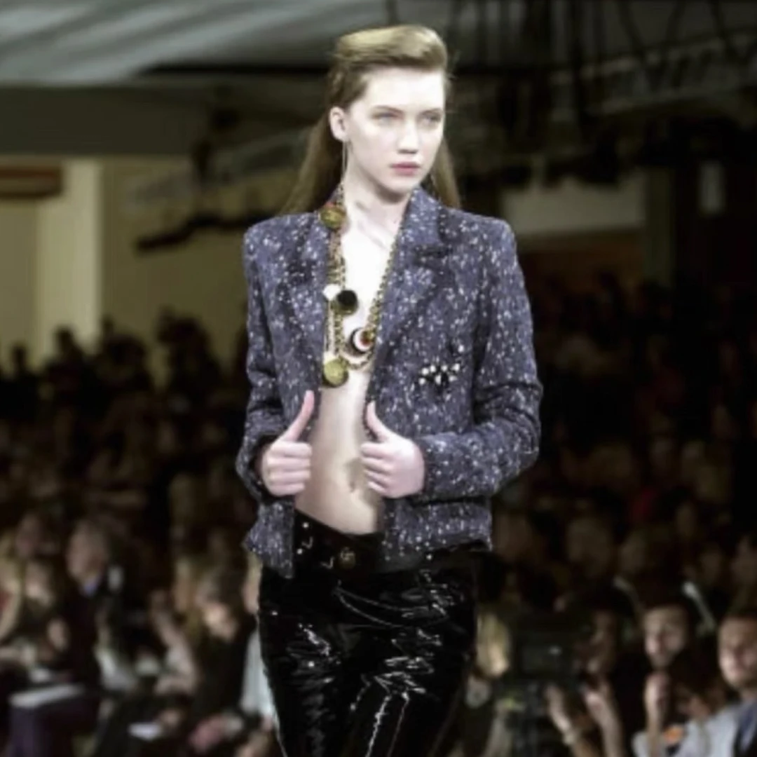 whoskongxx｜秀款高级手工坊满天星成衣蓝白雪花外套01年【干洗】