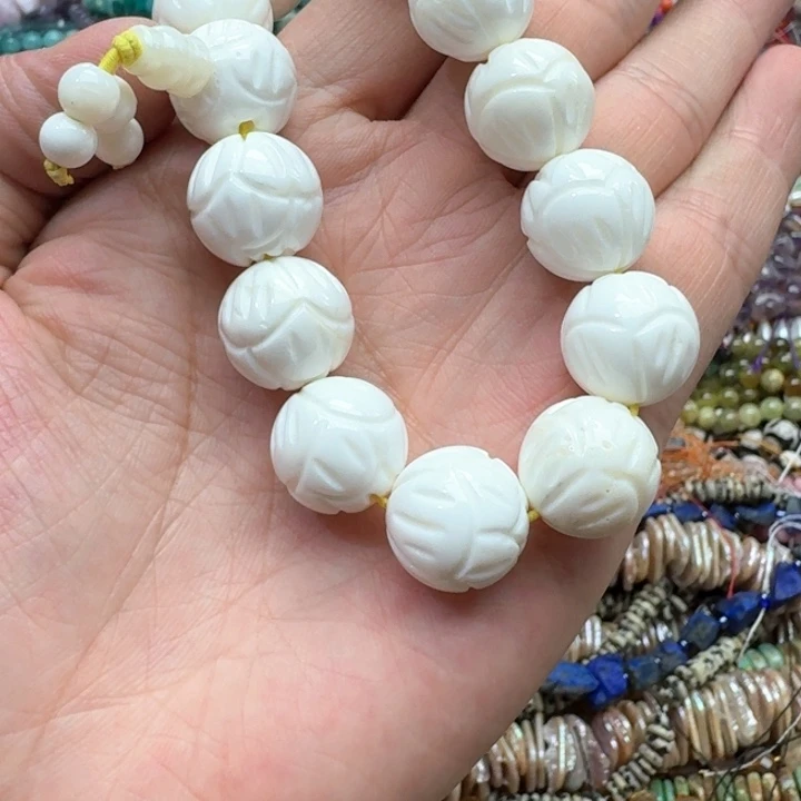 合金玛瑙/玉髓珠宝半成品一条16mm车车莲花手串