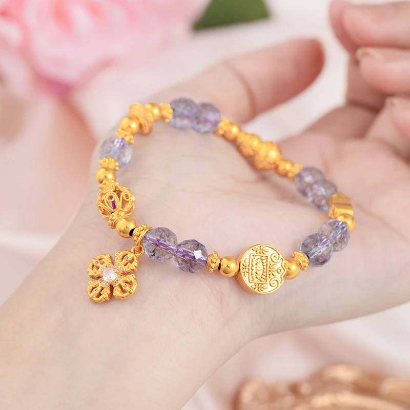 铜合金锆石手链 个性创意金刚杵十字架手链时尚百搭葫芦纳福手串