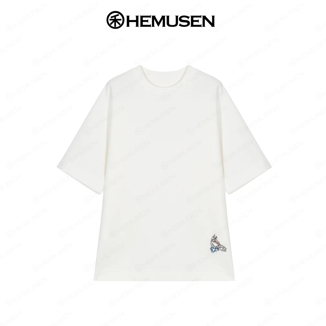 25春夏新品轻奢时尚潮流宽松简约百搭刺绣圆领高克重T恤2508T195