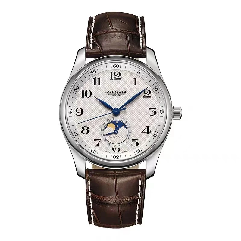 全新未使用/名匠/棕色皮带月相/表径39mm
